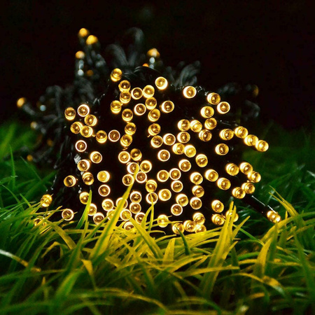 SOLÁRNÍ GARLAND 21.9m zahradní DEKORATIVNÍ 200x LED 3000K teplý SHINE GOLDLUX (Polux)