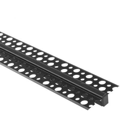 Hliníkový LED profil pro sádrokarton REGIPS Zapuštěný pod omítku Černý 2m s difuzorem Černý pro LED pásky + krytky Ecolight řady GPW