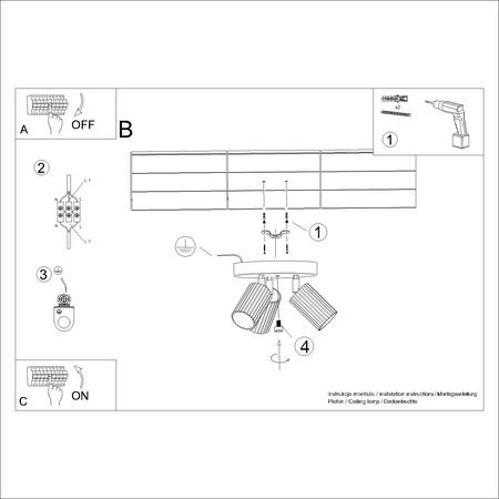Stropní plafonové svítidlo 3x GU10 Hliník Taupe Carbon Deep Space SL.1768 Sollux