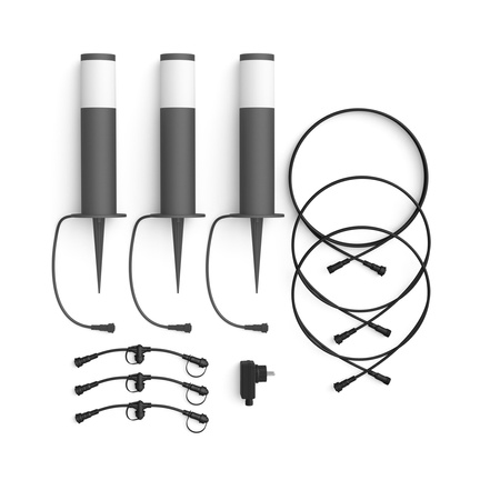 Základní sada PEDESTAL GardenLink svítidel 3x6W 12V 2700K IP44 Antracit PHILIPS