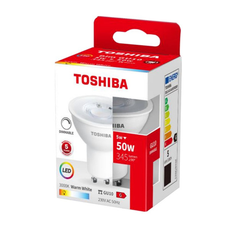 LED žárovka GU10 5W = 50W 345lm 3000K Teplá bílá TOSHIBA Bodové světlo Stmívatelné