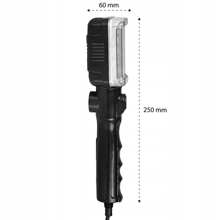 Dílenská LED lampa 230V 12W 960lm Magnetový háček na 5m kabelu