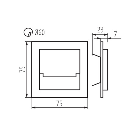 Schodišťové svítidlo LED 0,8W 14lm 4000K neutrální bílá Square Black Sabik Kanlux