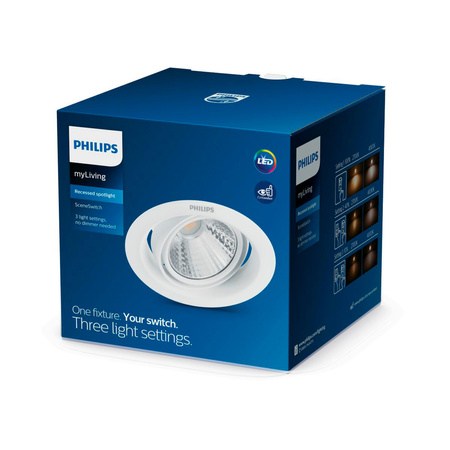 LED zapuštěná pod omítku 7W 420lm 2700K SceneSwitch White Pomeron Philips