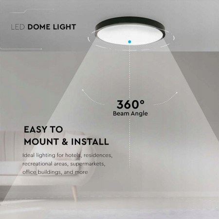 Stropní LED koupelnové panelové svítidlo 18W 1800lm 4000K IP44 23cm kulatá černá