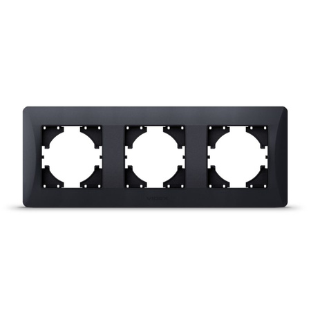 Horizontální rámeček pro zásuvky trojitý povrchová montáž černý BINERA VIDEX