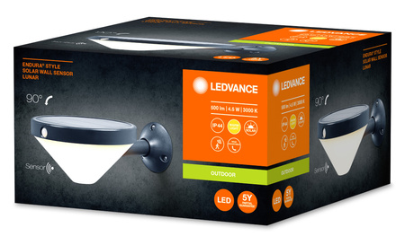 Solární zahradní nástěnná lampa 4.5W 3000K pohybový senzor Endura STYLE SOLÁRNÍ nástěnný senzor LEDVANCE