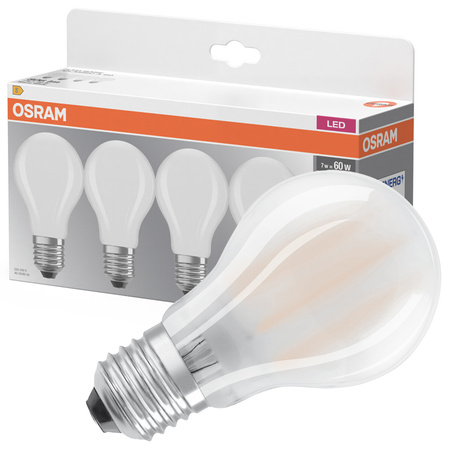 4x LED žárovka A60 E27 6,5W = 60W 806lm 2700K teplá bílá 300° BASE Osram