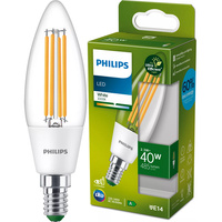 LED žárovka na svíčku E14 B35 2,3W = 40W 485lm 3000K teplé vlákno PHILIPS Ultra Efficient
