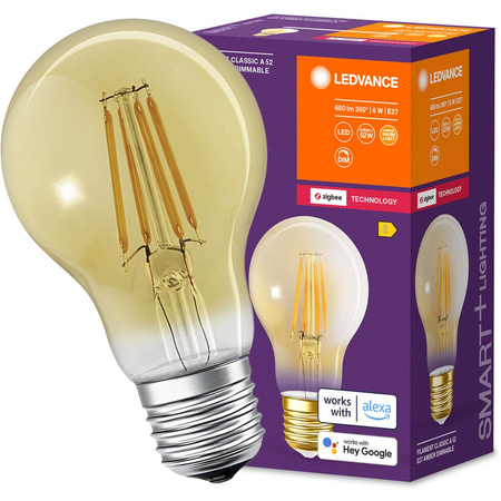 LED žárovka E27 A60 6W 680lm 2400K Teplá bílá Filament LEDVANCE SMART+ ZigBee Dimmable