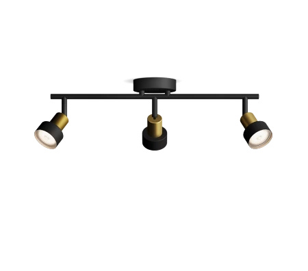 Reflektorové stropní svítidlo 3x GU10 černá-měděný vodič Philips