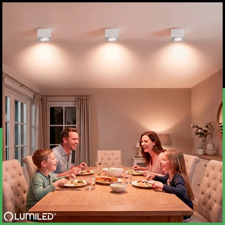 Povrchové Halogenové svítidlo 50mm, Nastavitelná Čtvercová Bílá AMAT-S + LED 7W 3000K LUMILED