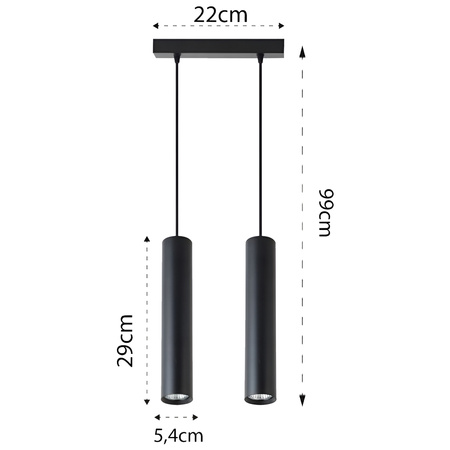 KEON Stropní závěsné svítidlo 2xGU10 Nastavitelná trubice černá MASTERLED