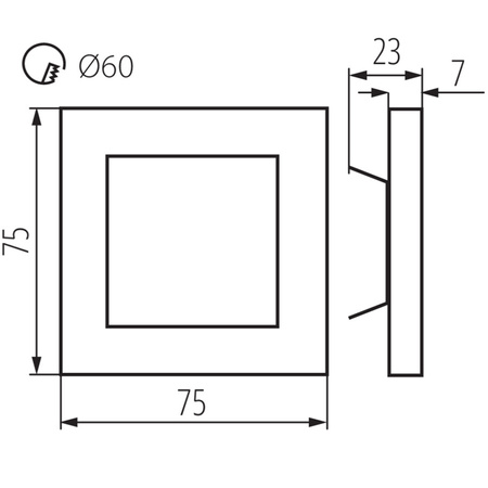 Schodišťové světlo LED 0,8W 14lm 4000K Neutral Square Silver Apus Kanlux