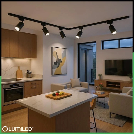 Rohový konektor černý pro jednofázové přípojnice LUMILED