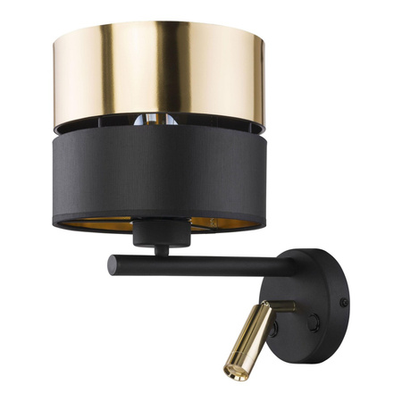 HILTON Nástěnné svítidlo černé a zlaté E27 2579 TK Lighting + LED lampa na čtení