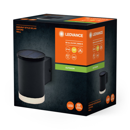 Venkovní solární zahradní lampa LED nástěnná lampa 0,5W 50lm 3000K IP44 Endura Ledvance šedá