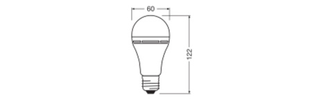 Nabíjecí LED žárovka A60 E27 8W = 60W 806lm 4000K Neutrální 180° Nouzové osvětlení NABÍJECÍ ŽÁROVKY Osram