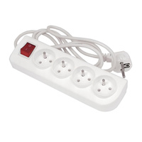 Zástrčka napájecího prodlužovacího kabelu - 4x zásuvka s uzemněním a vypínačem Napájecí proužek 1.5m 3x1mm 10A bílá