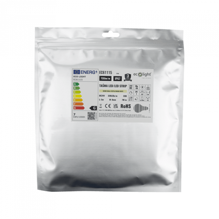 LED pásek COB 7W/m 735lm/m 320LED/m 24V 3000K Warm IP67 Roll 5m Ecolight
