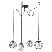 GALAXY Spider Závěsné stropní svítidlo černo-měděné průmyslové 4xE27 1646 TK Lighting
