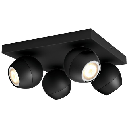 LED bodové stropní světlo Buckram Black 4x 5W CCT PHILIPS HUE Bluetooth + stmívač