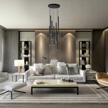 PIERO 7xG9 Stropní závěsné svítidlo nastavitelné černé kulaté MASTERLED