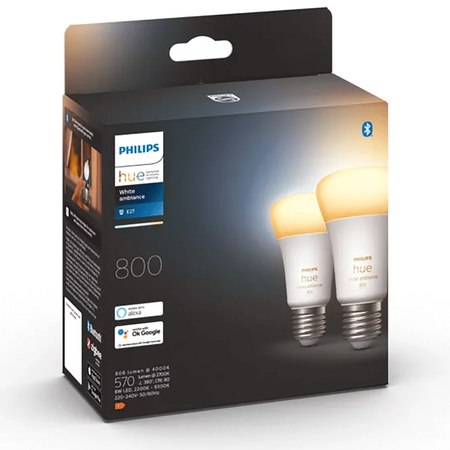 2PAK LED žárovka E27 A60 6W CCT PHILIPS HUE White & Ambiance Bluetooth Zigbee