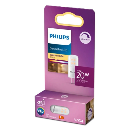 LED žárovka G4 CAPSULE 2.1W = 20W 210lm 2700K Teplá bílá PHILIPS Stmívatelné
