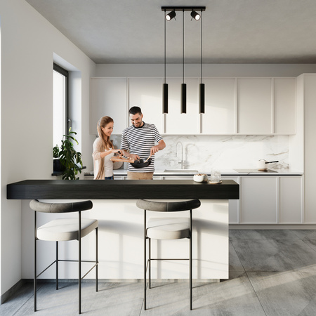 LED RING závěsné stropní světlo 5xGU10 závěsné pohyblivé reflektory černé SOLLUX