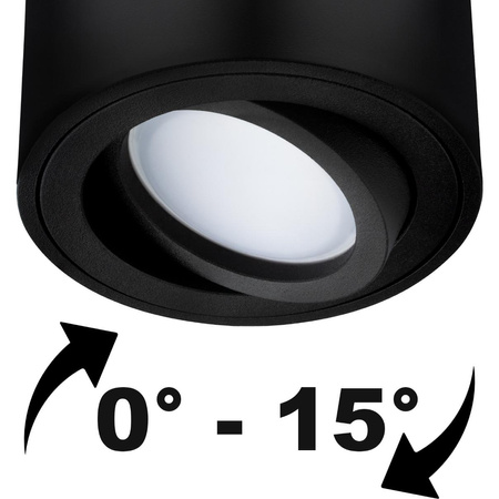 Povrchové Halogenové svítidlo, TUBA SPOT Nastavitelná Kulatá 50mm Černá AMAT-S + LED 5W 3000K LUMILED