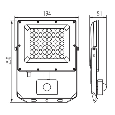 LED reflektor Halogenová žárovka 50W 5400lm CCT 90° IP44 PIR senzor Šedá ACETE Kanlux