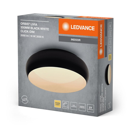 Plafond LED stropní svítidlo 16W 1000lm 3000K teplé stmívatelné černé bílé 30cm Orbis Ledvance