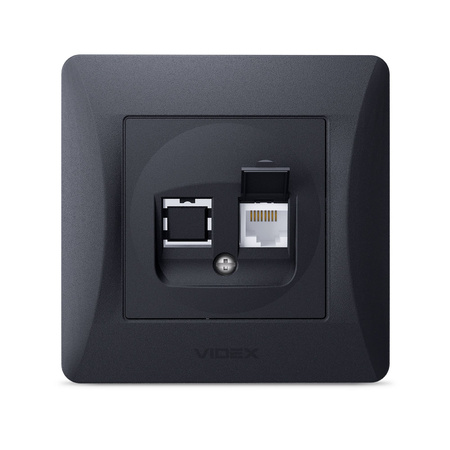 Jednoduchá počítačová zásuvka RJ45 pod omítku černá BINERA VIDEX