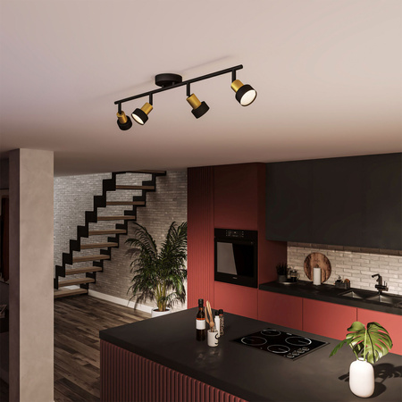 Reflektorové stropní svítidlo 4x GU10 černá-měděný vodič Philips