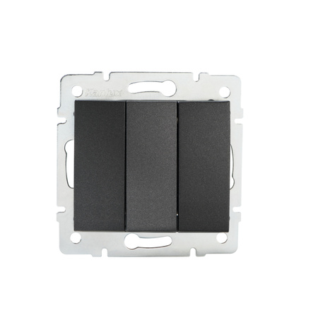 Spínač NO Triple 10A Square Graphite LOGI Kanlux
