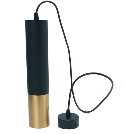 Stropní závěsné svítidlo 1xGU10 CIRUS převislá tuba černo-zlatá 29cm