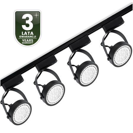 Osvětlovací lišta 2m + 4x reflektor lištový, GU10 AR111 Černá VICTUS LUMILED