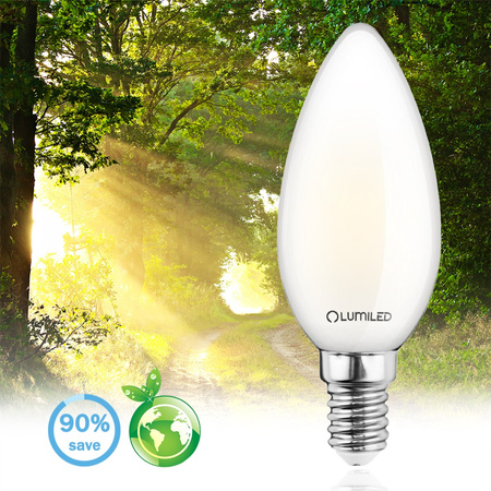 Žárovka LED E14, B35 7W = 60W 806lm 3000K Teplá bílá 360° Filament LUMILED