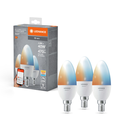 LED svíčka E14 4,9W = 40W 470lm CCT Stmívatelná SMART+ WiFi svíčka Ledvance žárovka