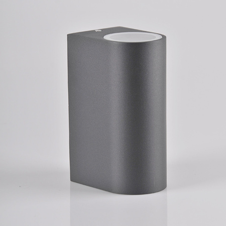 Venkovní nástěnné svítidlo shora dolů s LED 2x GU10 BOSTON GOLDLUX (Polux) ALUMINIUM GRAY oválné