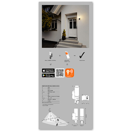 LED nástěnná lampa 16W 900lm 3000k ŠEDÁ s pohybovým senzorem a HD kamerou LEDVANCE Smart+ WiFi