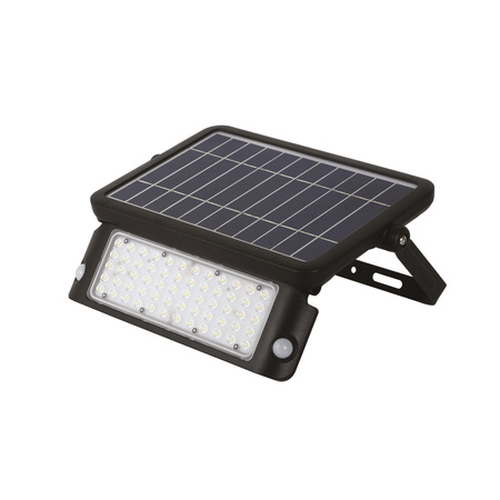 LED solární venkovní zahradní reflektor 10W 1080lm 4000K neutrální 90° se senzorem pohybu a soumraku IP65 černý Mhc Kobi