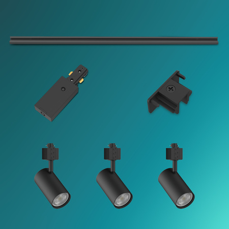 Sada závěsné lišty 1m + 3x LED GU10 jednofázový reflektor na lištu černý EasyLink Zilo Philips