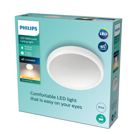 Plafond LED lampa pro povrchovou montáž DORIS 17W 2700K IP44 31cm bílá PHILIPS