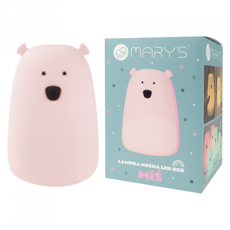 Dětské LED noční světlo 0,4W 3000K teplá bílá + RGB USB dobíjecí 1200mAh růžové + dálkové ovládání VELKÝ MÉĎA MÁRIE