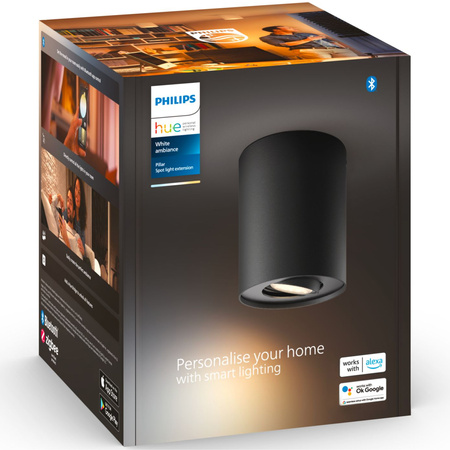 Stropní svítidlo LED Spot Pillar Black 4,2W CCT PHILIPS HUE Bluetooth Zigbee