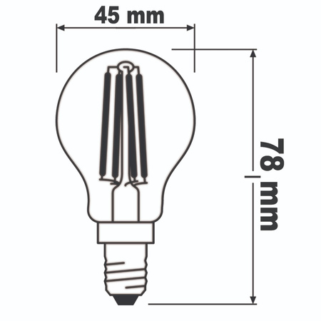 LED žárovka E14 P45 4W = 40W 470lm 2700K teplé vlákno OSRAM Star 3-STEP