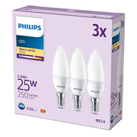 Sada 3x LED žárovka E14 B35 2,8W = 25W 250lm 2700K Warm Matte PHILIPS
