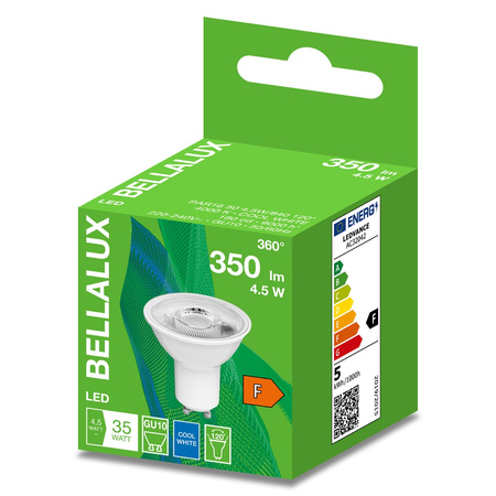 LED žárovka GU10 4.5W = 35W 350lm 4000K neutrální bílá 120° BELLALUX